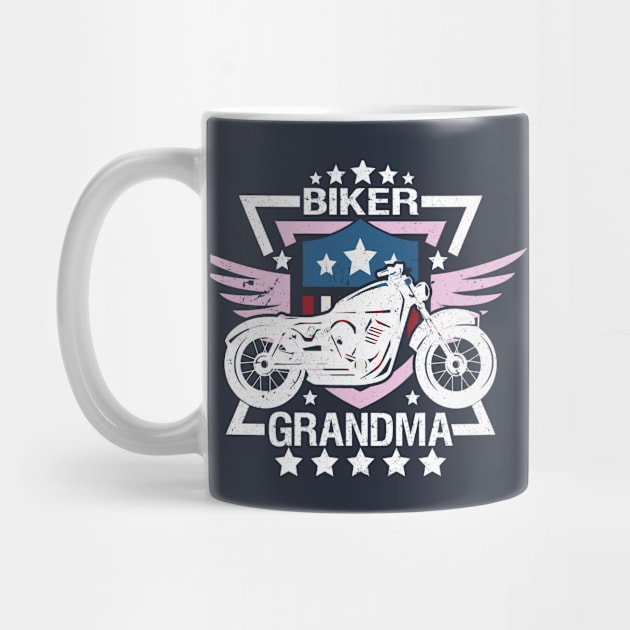 Biker Grandma Pink Wings Motorcycle Flag Shield by EPDROCKS